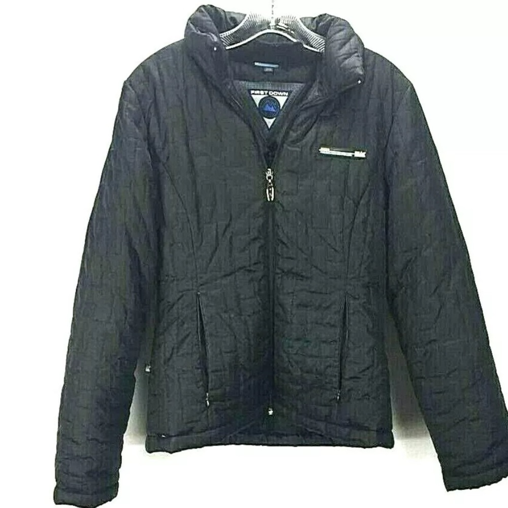 First Down Womens Puffer Jacket Zip Pockets